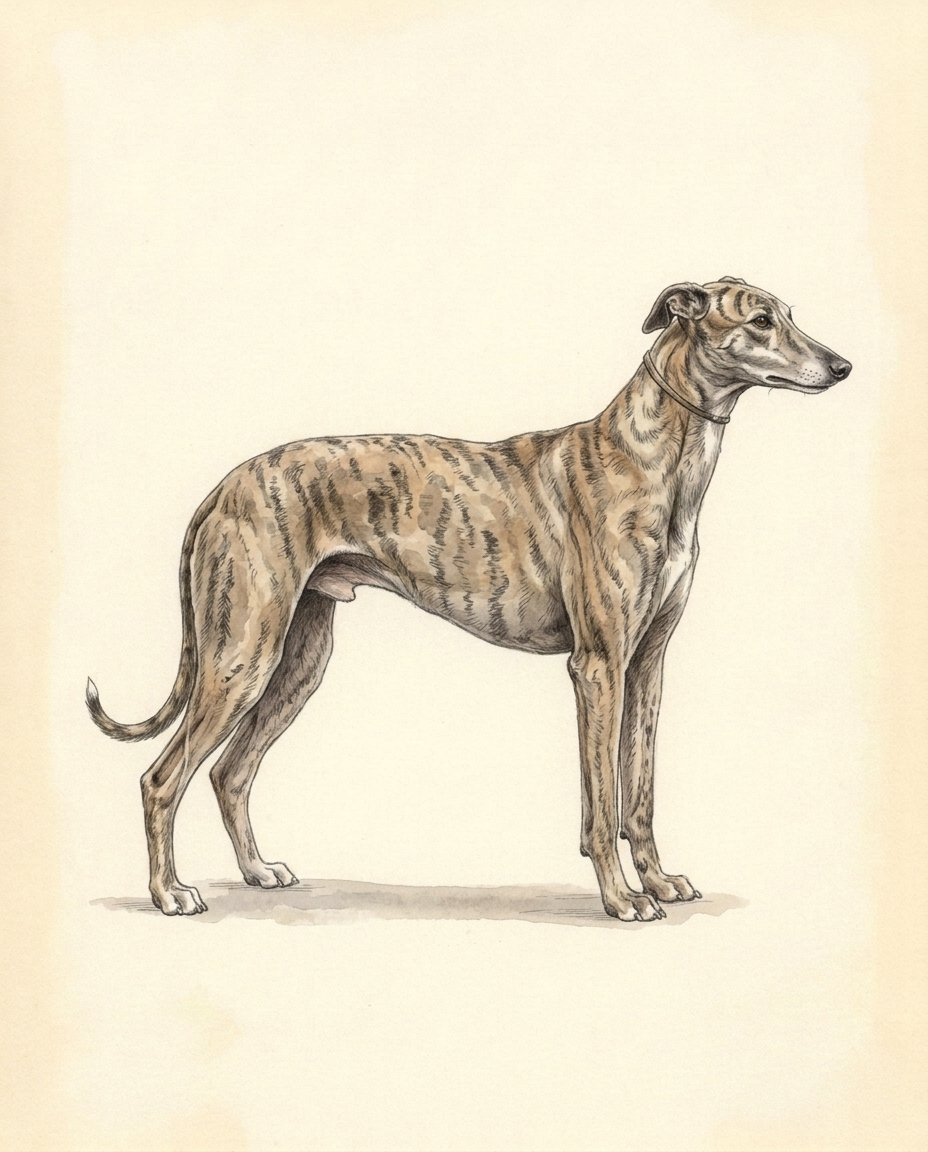 Illustration of the adult animal standing in side profile, to scale with the ruler.