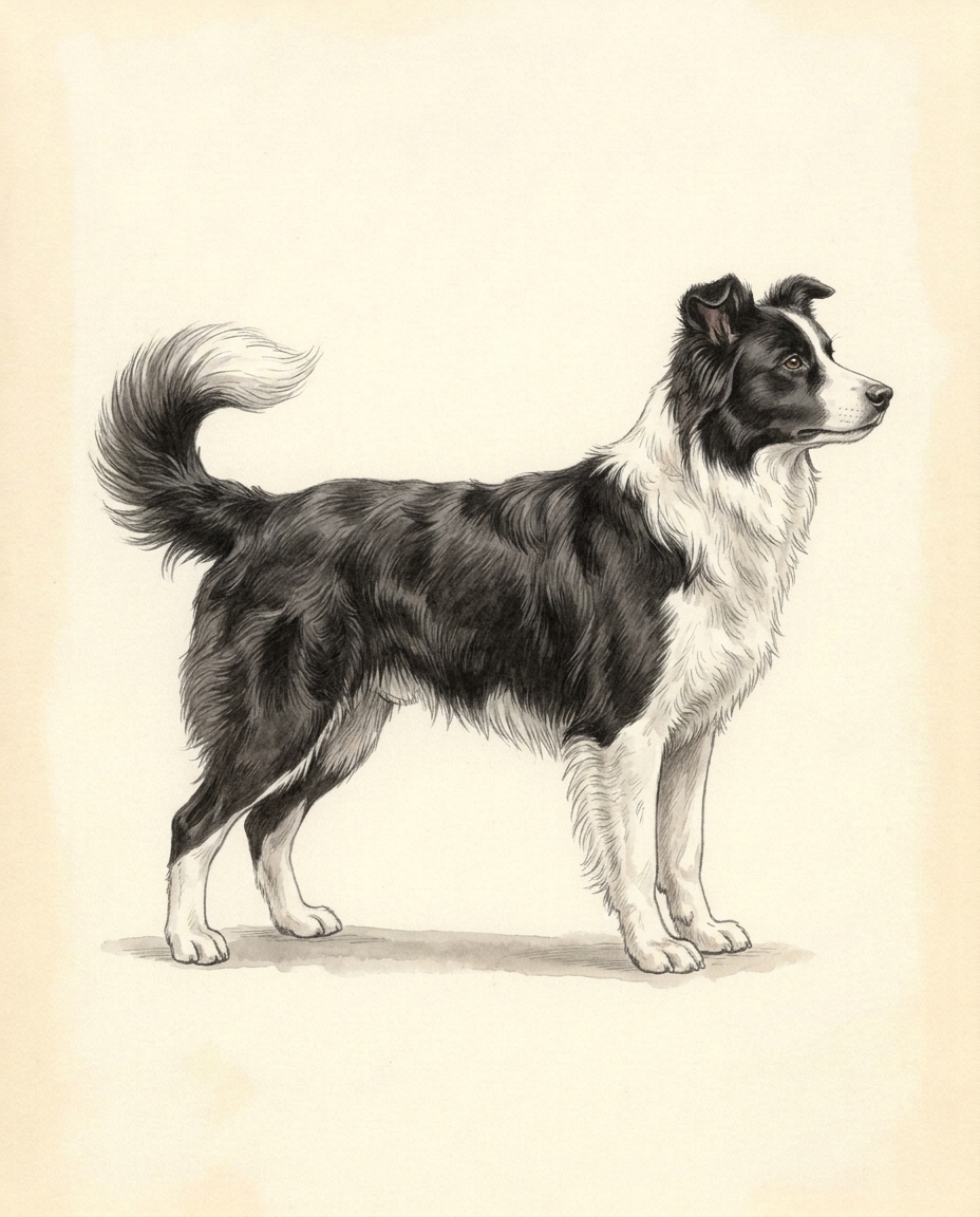 Illustration of the adult animal standing in side profile, to scale with the ruler.