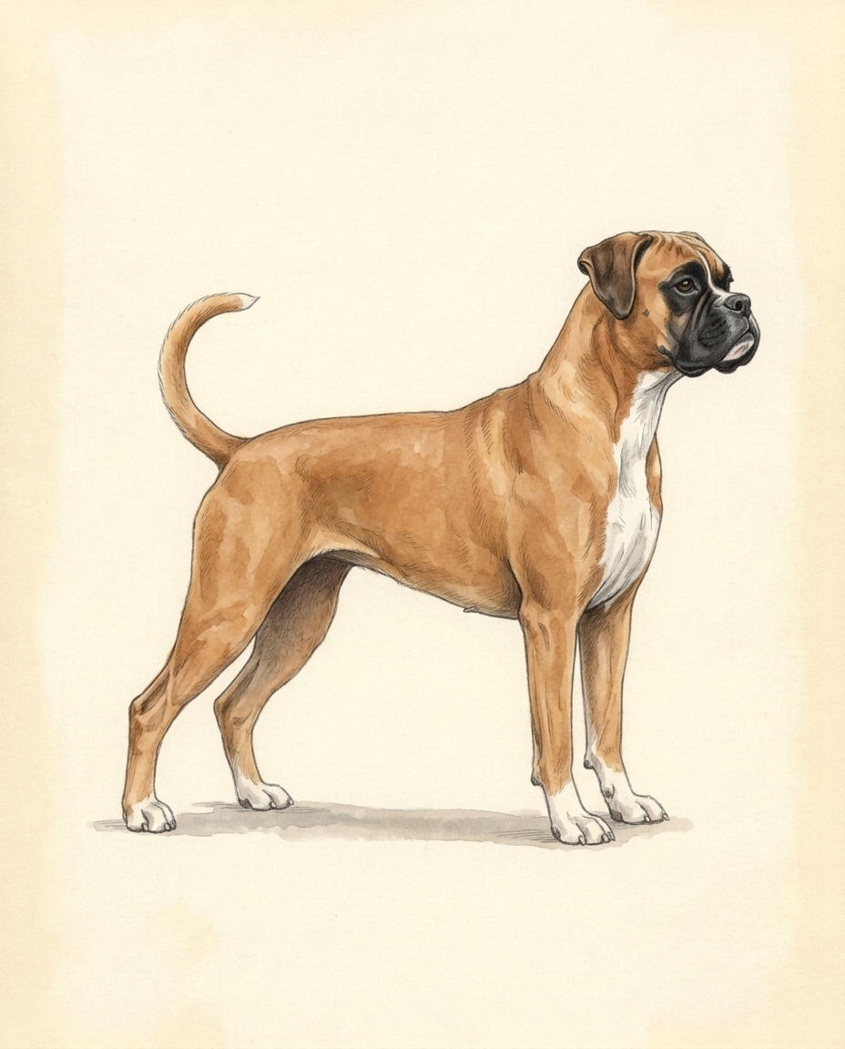 Illustration of the adult animal standing in side profile, to scale with the ruler.