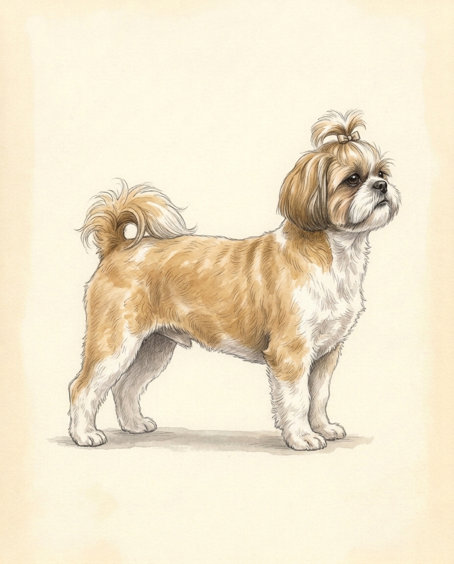 Illustration of the adult animal standing in side profile, to scale with the ruler.