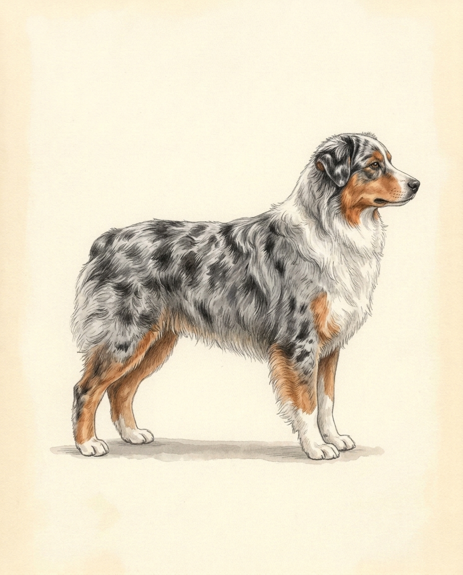 Illustration of the adult animal standing in side profile, to scale with the ruler.
